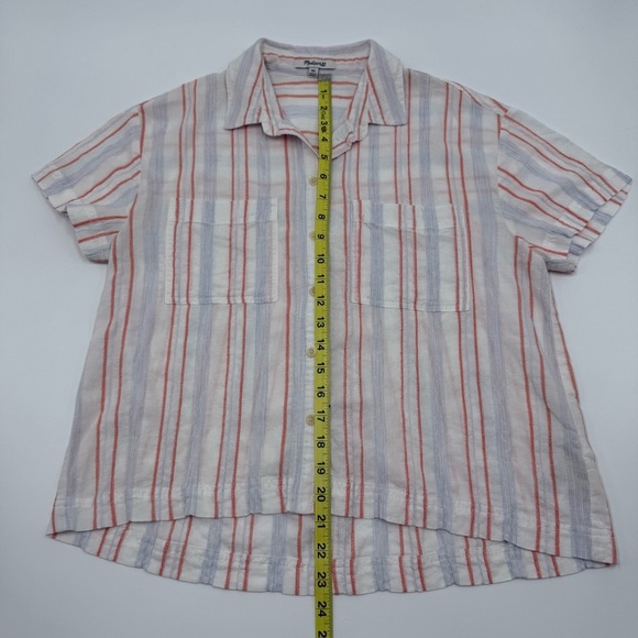 Madewell Women’s Beachside Striped Cotton Blend Cropped Button-Up Shirt XXS Blue - Picture 11 of 15